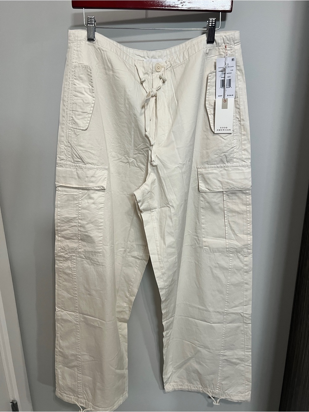 Good American Parachute Cargo Pants NWT - Cream/White M